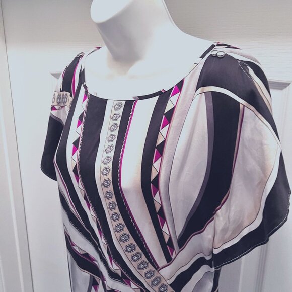 White House Black Market Silk Stretch Fitted Waist Cut Out Shoulder-Small-Short - Picture 4 of 15